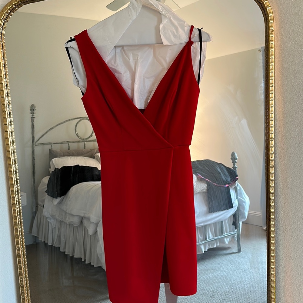 Red dress short asymmetrical
